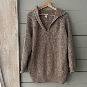 H&M Half-Zip Knit Sweater – Oatmeal / Taupe | Size S